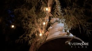 A gorgeous hanging cake at JEH Ranch during the wedding reception | www.EvermooreFilms.com