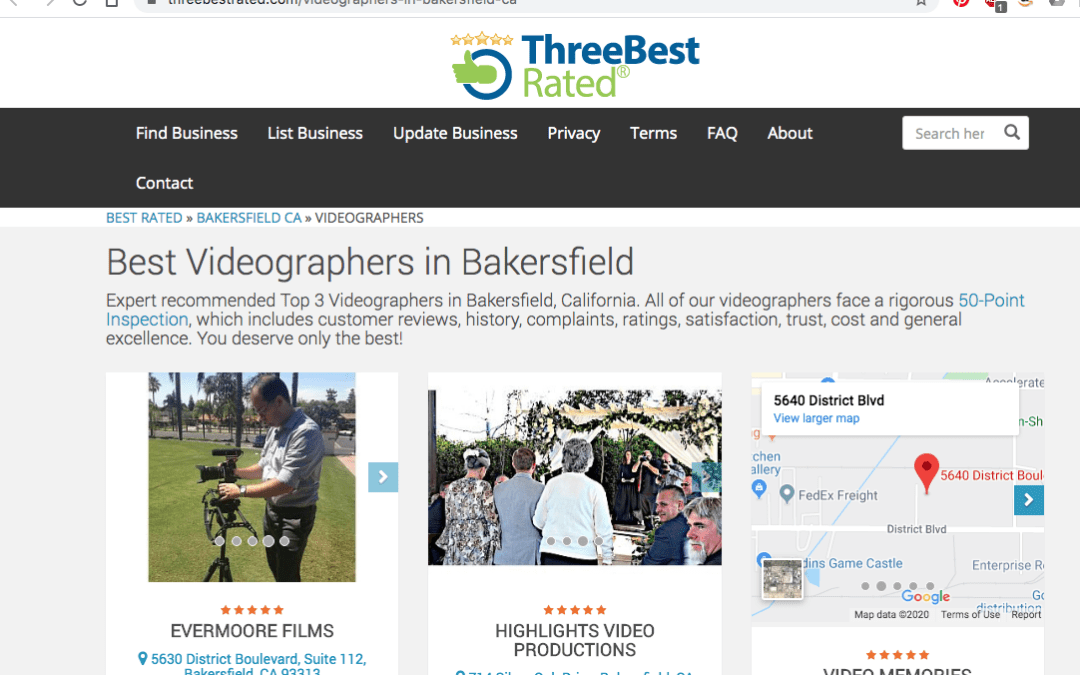Voted Top 3 Videographers in Bakersfield